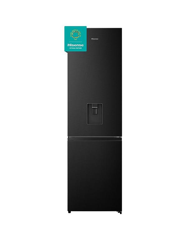 Hisense RB435N4WFE 60cm Wide, Total No Frost, Freestanding Fridge Freezer - Black Stainless Steel